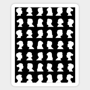 Black and White face silhouette pattern Magnet